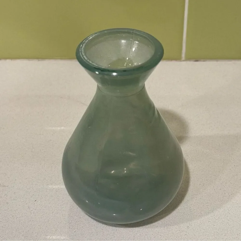 Light Blue Glass Vase — Decorative Home Accent / Flower Vase